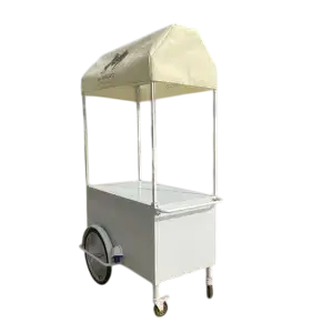 Stainless Steel Hand Push Food Cart Street Food Vending Cart
