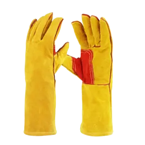 Hide Split Leather working gloves Long Cuff Welding Heat Protective Resistant Safety Glove For BBQ Welding 1400 units SLD