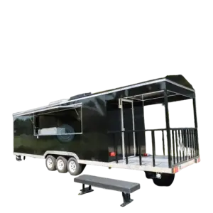 Mobile Catering Trailer with Porch Park Street Large Food Dining Truck with Cooler Commercial Equipment