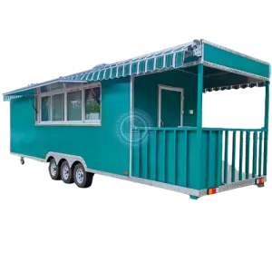28ft Mobile BBQ Food Trailer With Porch Accept Custom Commercial Fully Equipped Kitchen Food Truck