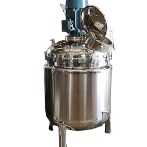Stainless Steel Double-Jacketed Mixing Tank with Automatic Gear Agitator for Processing Chemicals Operating on 220v