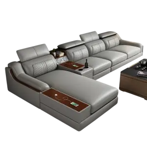 Italian leather l shaped sofa set furniture