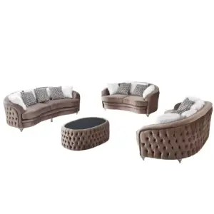 Luxury European Royal Living Room Genuine Leather Leisure Sectional Sofa Furniture