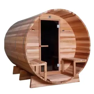 Modern Design Outdoor Traditional Panoramic Barrel Spa Tubs & Sauna Rooms Solid Wood for Villas with Stove
