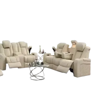 Luxury Living Room Furniture 3 2 1 Genuine Leather Relax Power Electric Sofa Set Reclining