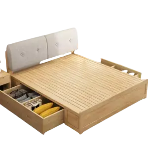Solid Wood Nordic Style All Size Bedroom Sets Wooden Bed Box Storage Bed With Night Table Bedroom Furniture for Hotel