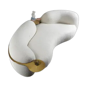 Modern Luxury Fashion Italian Minimalist Fabric Sofa Lamb Fleece Curved Sofa Medieval Cream Style Pea Sofa