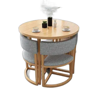 Arrival Restaurant Furniture Sets Colorful Marble Solid Wood Round Table and Chair Sets on Cafe Restaurant