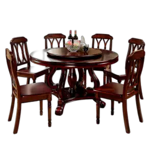 Design Home Furniture Solid Wood Classic Dinner House Round Rotating Dining Table