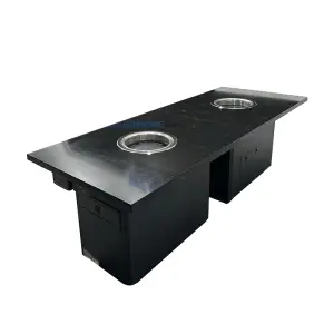 KLEADONE Modern 2-IN-1 Electric Smokeless BBQ Grill Marble Table for 6-8 People Restaurant Furniture