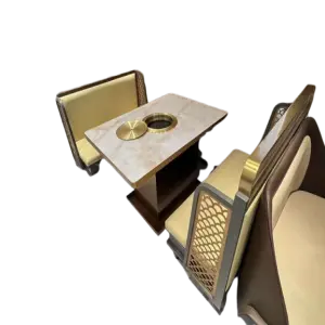 Customized Modern Marble Restaurant Hotel Table Rectangular Metal Electric Recessed Smokeless Korean BBQ Barbecue for Dining