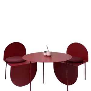 Modern Red Semicircle Outdoor Dining Table Chair Set Retro Industrial Style Iron Metal Cafe Bakery Shop Milk Tea Use Restaurants