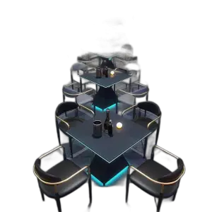 LED Light Dining Table and Armchair Set for Bar Cafe Lounge With Colorful Modern Booth Seating for Coffee Shop Use