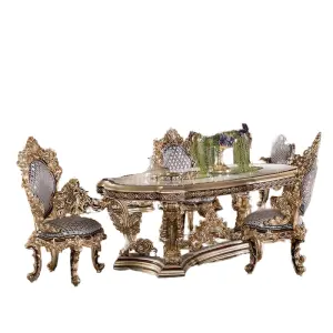 Italian House Large Apartment Dining Table Chair Combination European Solid Wood for Home and Restaurant Use Turkey