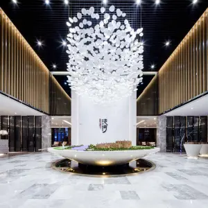 Lotus Leaf Decorative Chandelier Hotel Club Shopping Mall Front Desk Hall  Department Milky White Engineering Lighting
