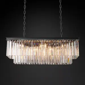 American Modern Minimalist Linear Designer Light Luxury Crystal Chandelier for Dining Table Front Desk Tea Room Bar Copper Lamp