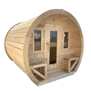 Hachillspa 2-8 Person Outdoor Barrel Sauna with Traditional Stove Heater Hybrid Design & Spruce Wood for Health Backyard Spa Use