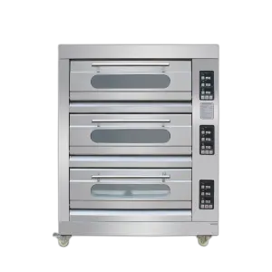 Kitchen Equipment Commercial Industrial Use Luxury 3 Deck 9 Trays Bread Cake Pizza Baking Machine Gas Oven