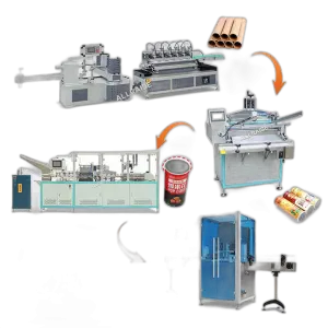 Automatic Potato Chip Can Production Line Automatic Paper Tube Core Cutting Curling Sticker Labeling Paper Can Making Machine