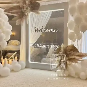 SPRING PLANTING LED Waterfall Fountain Wedding Backdrop Custom Waterfall Welcome Sign Wedding Decoration