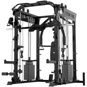 Gym commercial multifunctional smith machine with weight stack multi functional attachment home gym power rack