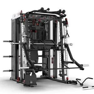 Commercial Smith Machine With Storage | Multi-Functional Home Gym Equipment with Integrated Squat Rack and Cable Crossover