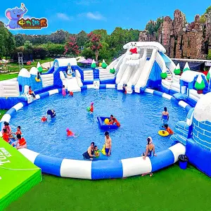Customized World of Ice and Snow Outdoor Water Park Slide Inflatable Water Pool Water Slide With
