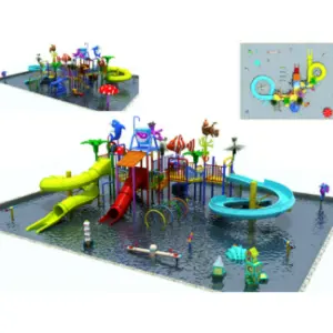 Manufacturer Delivery Large Unpowered Outdoor Water Play Equipment-Kidsren's Water Facility Combination Slide for Village