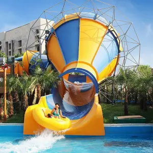 Small Size Fiberglass Trumpet Water Slide for Home Use for Children and Adults Indoor/Outdoor Steel Material