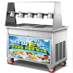 Commercial&Agricultural&Food Processing Machinery Snack Maker Single&Double square Pan Fried Fruit&yogurt&Ice Cream Machine