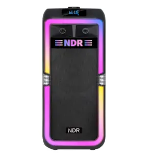 NDR-1708 8-Inch Active Woofer Trolley Speaker with 80W Outdoor Bluetooth Portable Bass Subwoofer Dual Microphone for Parties