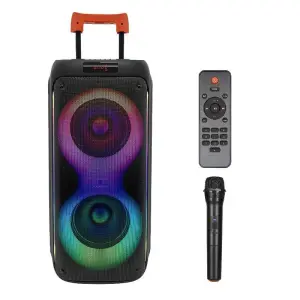 Portable Outdoor Wireless RGB Light & Sound Smart DJ Karaoke Party Box for Bluetooth Trolley Speaker with Bass Feature