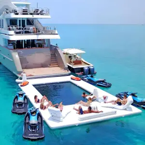 Inflatable Swimming Pool Floating Inflatable Water Cushion Mat Row with Anti Jellyfish Net for Sea/Lake/Yacht for Water Park