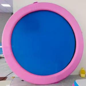 8ft Round Inflatable Water Hammock Floating Platform Swimming Pool Mat With Mesh Dog Ramp