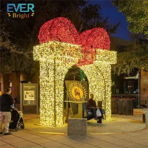 IP68 Giant Outdoor Luxury 3D LED Customizable Big Cube Christmas Decoration Gift Box Motif Fairy Light
