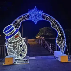 Large Outdoor Waterproof Christmas Pattern Motif Light LED Christmas Snowman Arch for Street or Park Decoration Lights