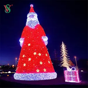 Outdoor Christmas Holiday Light 2D 3D Large Santa Claus Motif Light for Street Decoration
