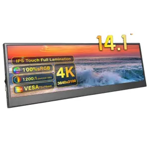 14.1 Inch Lcd Monitor Touch Screen Aida64 Ips Portable Monitor Extended Ultra Wide Stretched Bar Type Monitor for Laptop PC