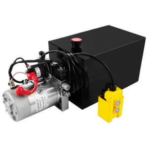 6 Quart Hydraulic Power Unit Double Acting 12V DC 6L Metal Reservoir Pump Power for Car Lifting and Dump Trailer