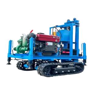 Rotary Power Head 200m Water Well Drilling Rig with Mud Pump Self Drive Mini Water Well Borehole Drill Machine