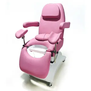 Clinic Electric Gynecological Examination Chair Pink Color Gynecological Beds 3 Motors With Wheels Gynecological Exam Bed