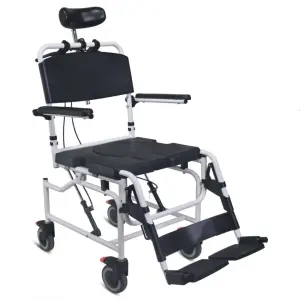 Medical Adjustable Commode Wheelchair with Four Wheels for Disabled and Elderly