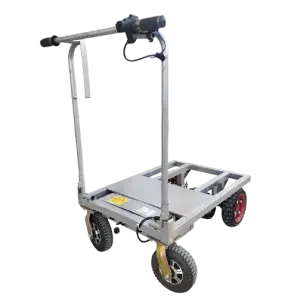 Electric Flatbed Truck Four-wheel Cargo Transport Trolley Platform Cart for Material Handling Logistics Tools