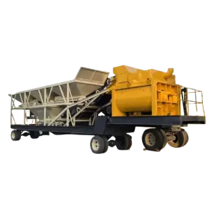 Mobile Concrete Batch Batching Plant One Cubic Concrete Mixer Batch Machine With 4 Hoppers