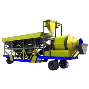 25-100m3/h Mobile Ready Mix Concrete Batch Plant Portable Mobile Concrete Drum Batching Plant