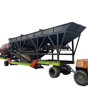 Mini Ready Mix Electric Mobile Concrete Batching Plant With Horizontal Cement Silo
