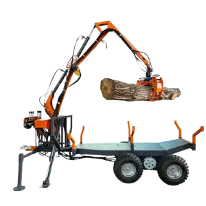 Forestry Timber Wood Log Crane with Timber Timber Crane Log Trailer Loader Loading Trailer with Hydraulic Crane and Grapple