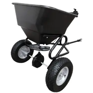 TC2414 Tow-Behind Broadcast Spreader, Tow Behind Seed Fertilizer Spreader for Farm, Lawn, Garden, with 5.00-6 Pneumatic Wheel