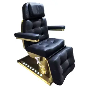 Spa Furniture Gold Base Aesthetic Stretcher 4 Motors Black Electric Facial Stainless Steel Bed Beauty Salon Chairs