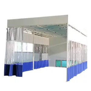 Car Paint Prep Station Polishing Room PVC Curtain With Ceiling Filters Car Polish Preparation Booth
